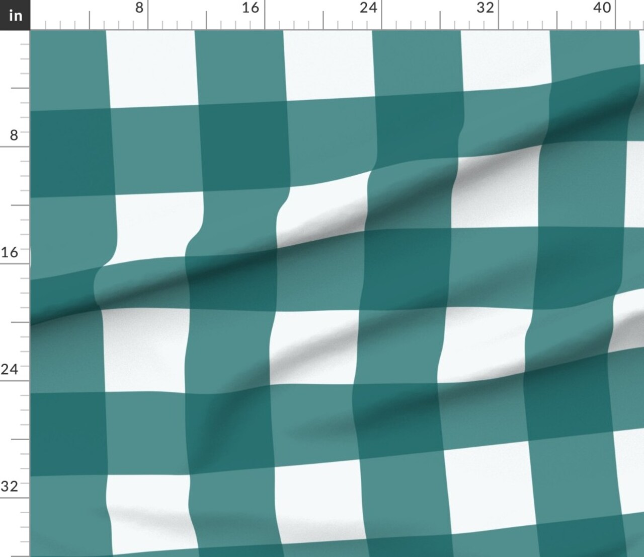 Teal Buffalo Check Large Scale Plaid Rustic Gingham Cabin Custom Printed Fabric by Spoonflower Various Fabrics by the Yard or Fat Quarter